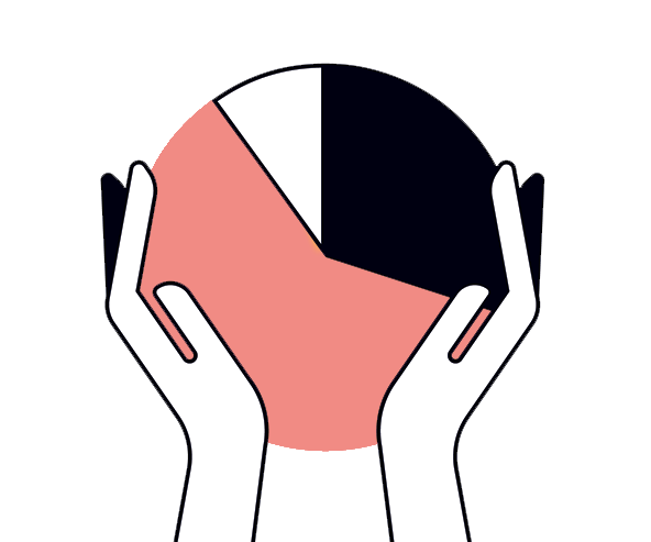 hands holding a pie chart