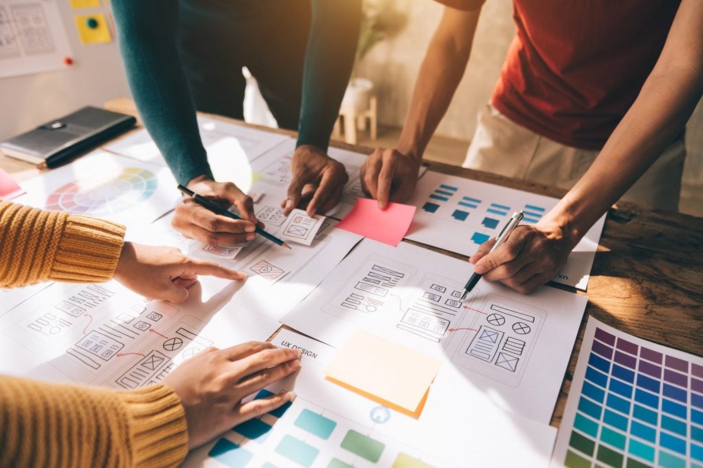 UX graphic designer planning layout