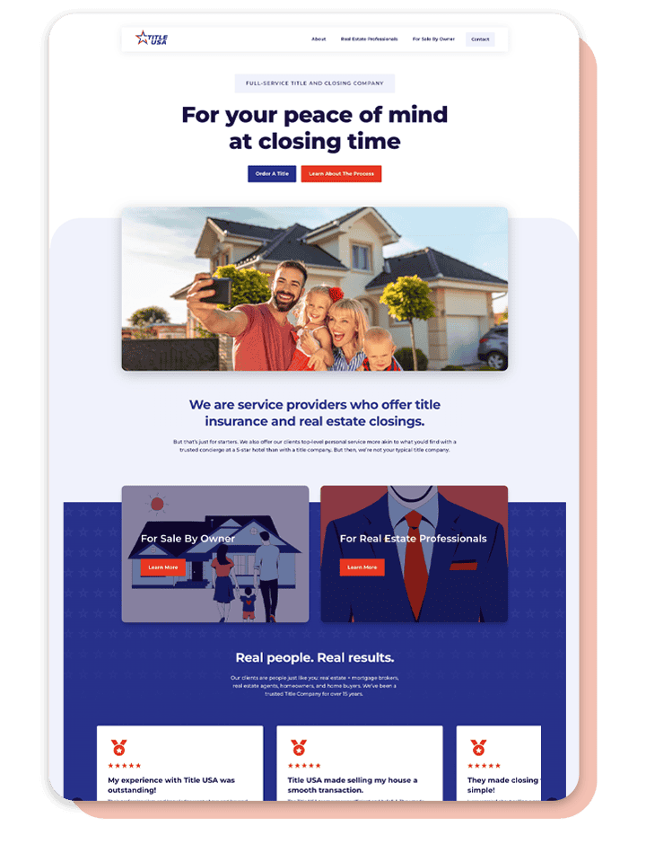 Real estate service website homepage