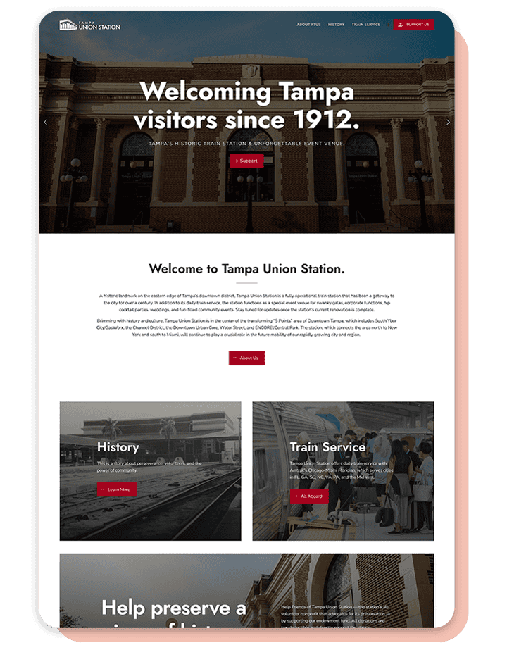 Tampa Union Station Web Page Sample 